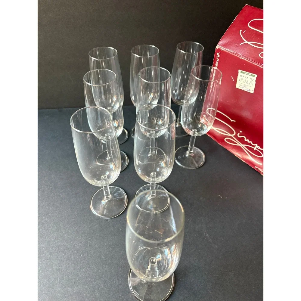 Royal Leerdam Simplicity Champagne Flutes Set‎ of 9 Glasses 6.5oz